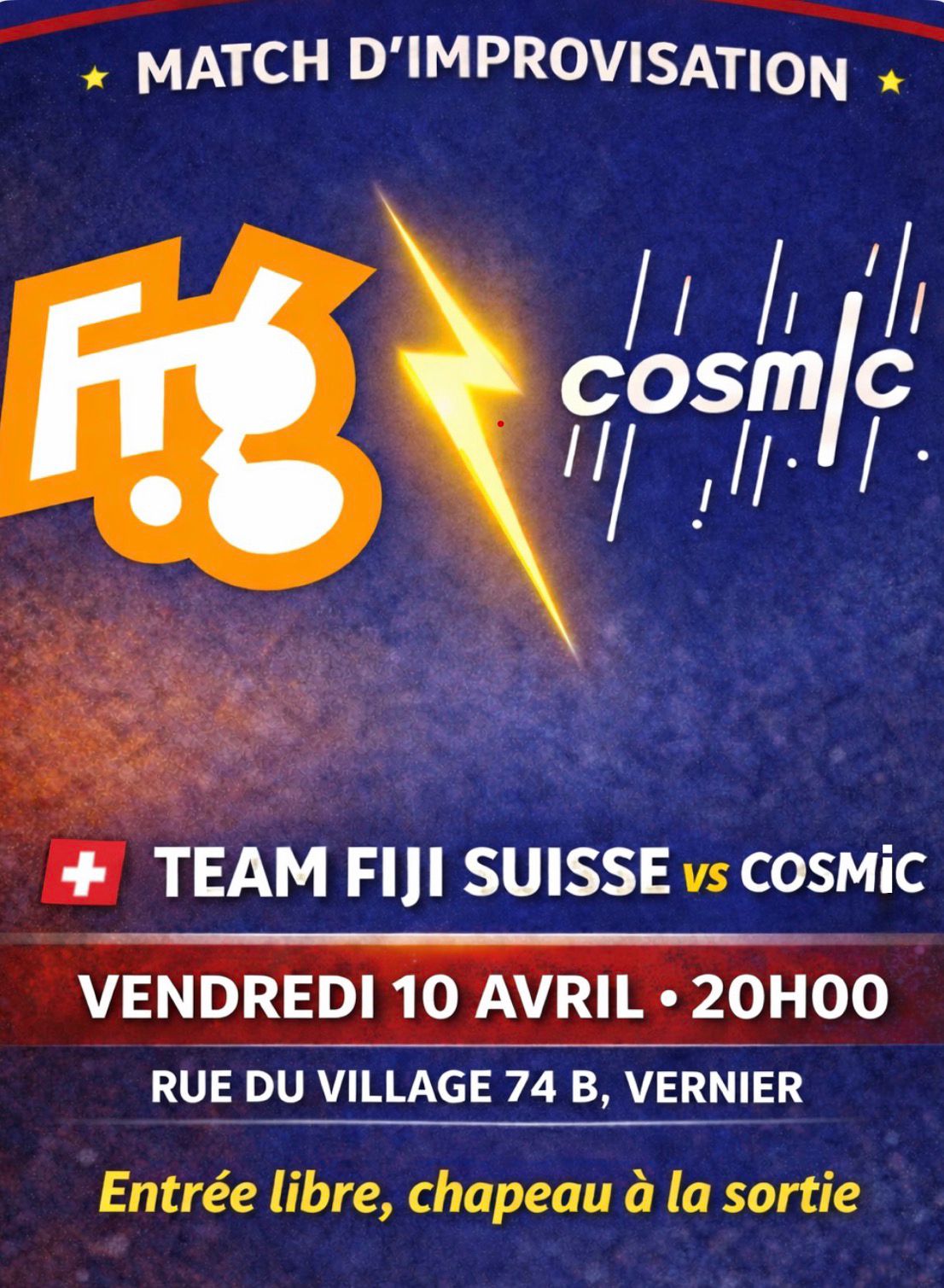 MATCH D'IMPRO TEAM SUISSE FIJI vs COSMIC