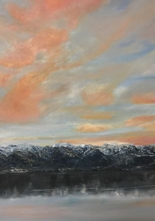 ciel et lac peinture à l'huile