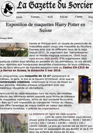 publication de l'expo par le journal La Gazette du Sorcier