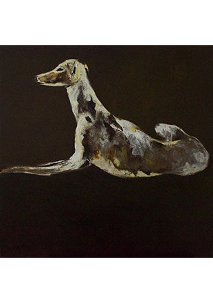 Chien assis nº 8, acrylique sur toile, 2011, 100 x 100 cm