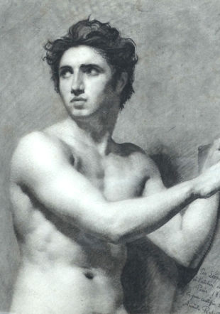 Léopold Robert, Etude de buste, 1813, Fusain sur papier