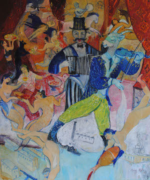 Franz Franz Roth, 2017, Zum blauen Engel, Öl und Tempera auf Baumwolle, 120 x 100 cm
