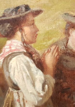 Raphael Ritz, Cérémonie dominicale au Sanetsch (détail), 1878, huile sur toile, 110 x 144 cm © Commune de Savièse (mention obligatoire) Raphael Ritz, Cérémonie dominicale au Sanetsch (détail), 1878, huile sur toile, 110 x 144 cm © Commune de Savièse (mention obligatoire)