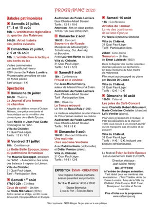 Programme - Festival Evian le Belle Epoque 2020