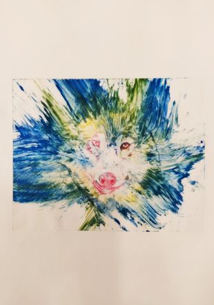 Loup, gravure taille douce, par Eva (11 ans)