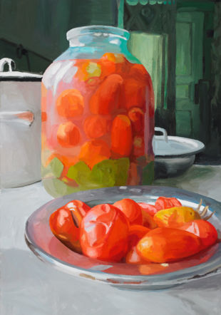 Pickled Tomatoes, 2011. Huile sur toile, 150 x 100 cm.