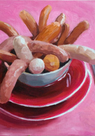 Damenfrühstück, 2009. Huile sur toile, 40 x 60 cm.
