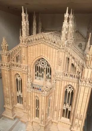 Maquette du Duomo de Milan en allumettes par Albert Schenk