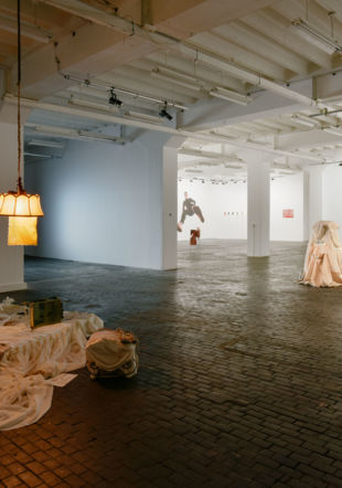 JESSY RAZAFIMANDIMBY, DROIT DE VISITE DE DIGESTION, 2021. VUE D’EXPOSITION DE LEMANIANA : REFLETS D’AUTRES SCÈNES AU CENTRE D’ART CONTEMPORAIN GENÈVE. PHOTO : MATHILDA OLMI