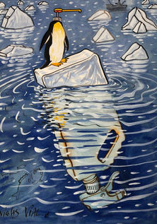 Un monde nouveau, encre pigmentaire, gouache, aquarelle et acrylique sur papier Arches à la cuve, 61 x 46 cm