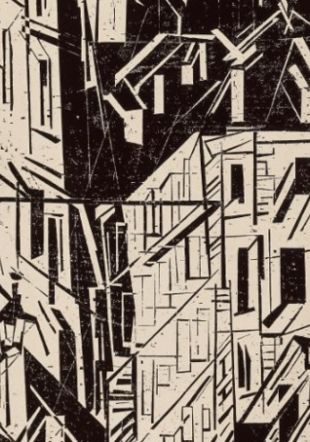 Lyonel Feininger (1871-1956), Rue à Paris, 1918, xylographie sur papier, 548 × 412 mm Collection privée