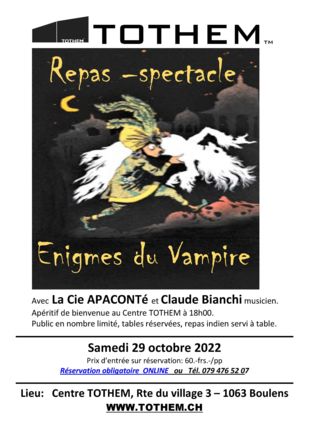 Flyer Enigmes du Vampire avec la Cie APACONTé