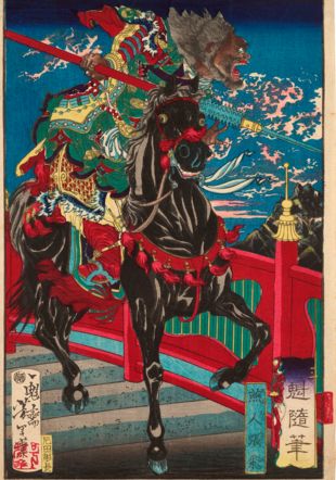 Tsukioka Yoshitoshi 月岡芳年 (1839-1892) Zhang Fei des Yan De la série Ikkai zuihitsu 一魁随筆 « Au fil du pinceau de Yoshitoshi », 1872 Fondation Baur, FB.DFC.2019.8