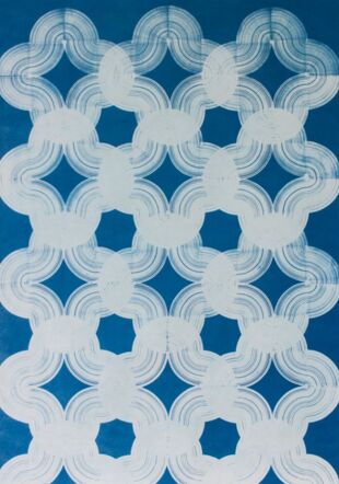 Valentin Merle, 162 Quarts de cercles, cyanotype sur papier, 60 x 70cm, 2021