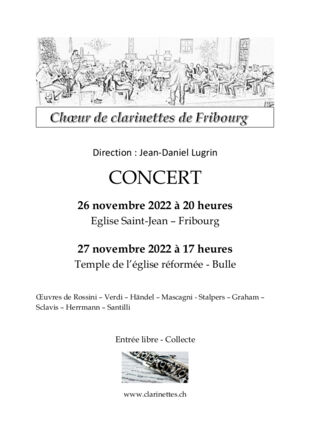 Flyer Concert Choeur de clarinettes de Fribourg