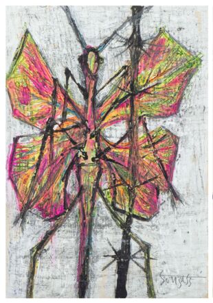 FRANCIS NEWTON SOUZA (1924-2002), PAPILLON, HUILE ET TECHNIQUE MIXTE