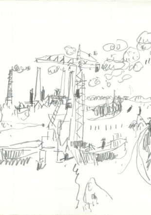 Croquis de port, 1966. Crayon gris sur papier, 23 x 25 cm.