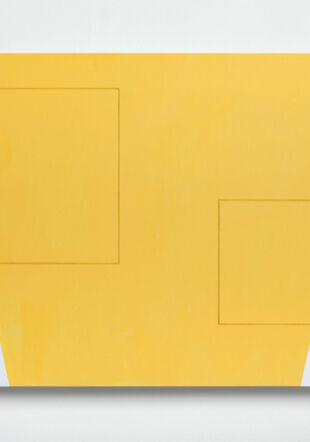 John Carter, Overlay: Yellow, 2023, acrylic and marble powder on plywood, 35 x 50 x 4,5 cm