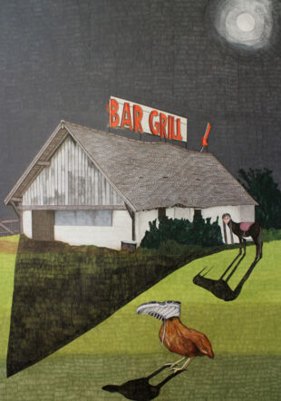 Bar Grill, 2024. Crayon de couleur sur papier, 150 x 100 cm.