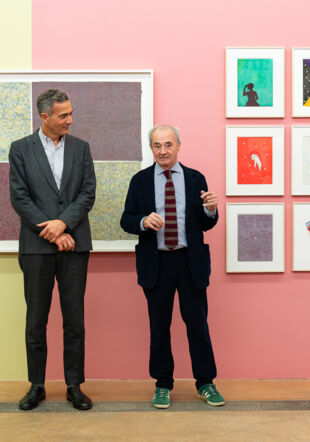 Image : Photo d’Andrea Bellini et Paolo Colombo, au sein de l’exposition La deuxième fois. Photo : Univers Plaza