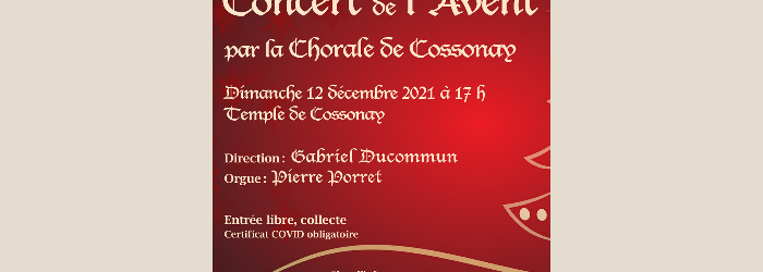 Concert de l'Avent 2021 Chorale de Cossonay Concert de l'Avent 2021 Chorale de Cossonay