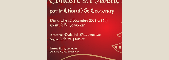 Concert de l'Avent 2021 Chorale de Cossonay